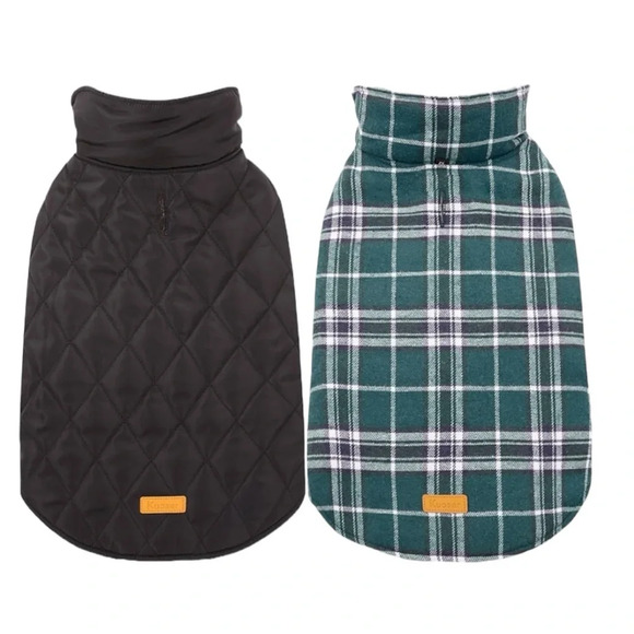 NWT Waterproof Windproof Reversible British Style Plaid Dog Vest Winter Coat - Picture 2 of 9